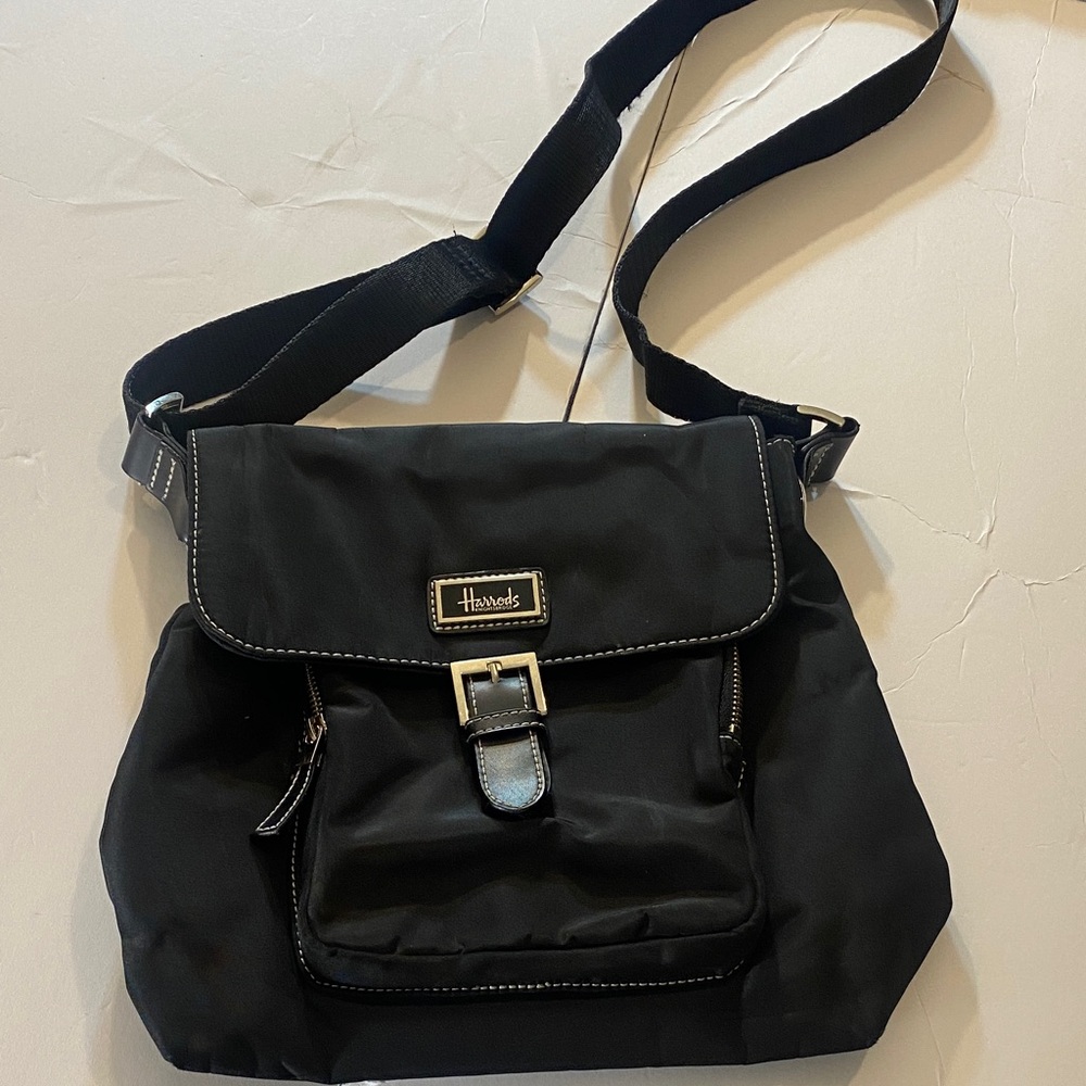 Harrods Black Nylon Crossbody Bag with Buckle